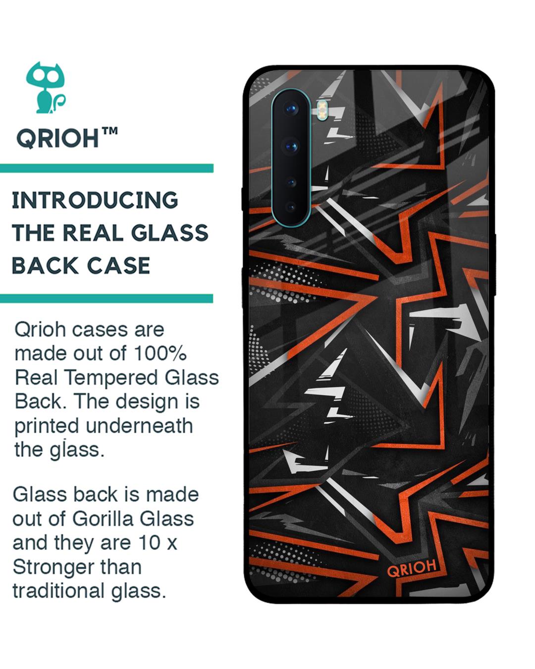 Shop Abstract Printed Premium Glass Cover For OnePlus Nord (Impact Resistant, Matte Finish)-Back