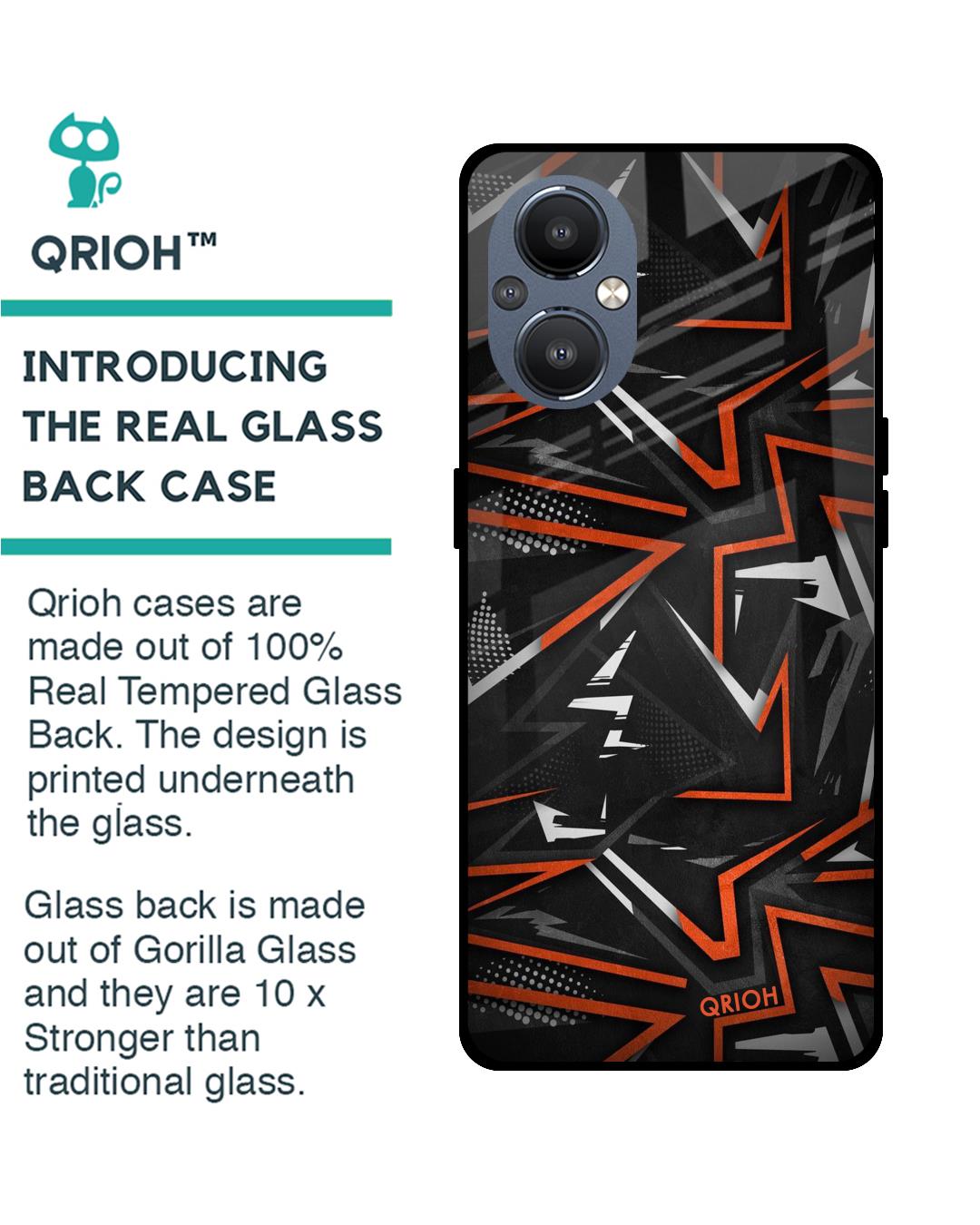 Shop Abstract Printed Premium Glass Cover For OnePlus Nord N20 5G (Impact Resistant, Matte Finish)-Back