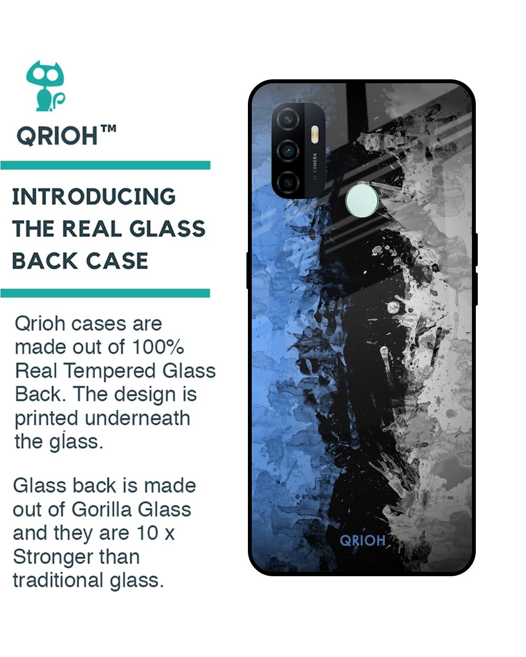 Shop Abstract Printed Premium Glass Cover For Oppo A33 (Impact Resistant, Matte Finish)-Back