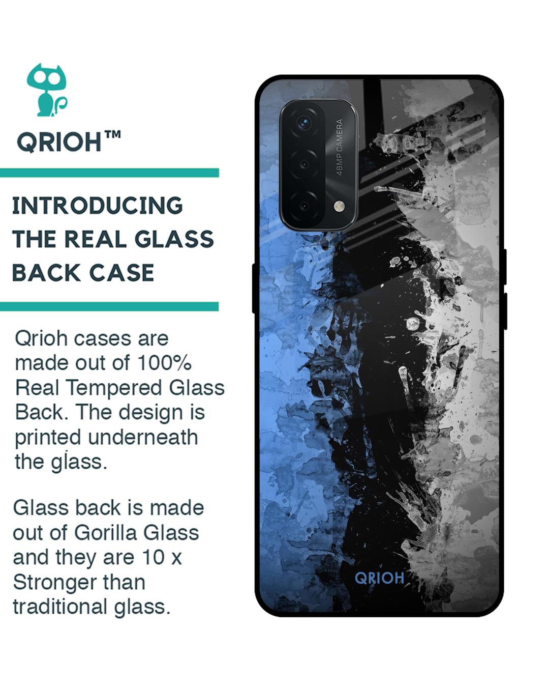 Shop Abstract Printed Premium Glass Cover For Oppo A74 (Impact Resistant, Matte Finish)-Back