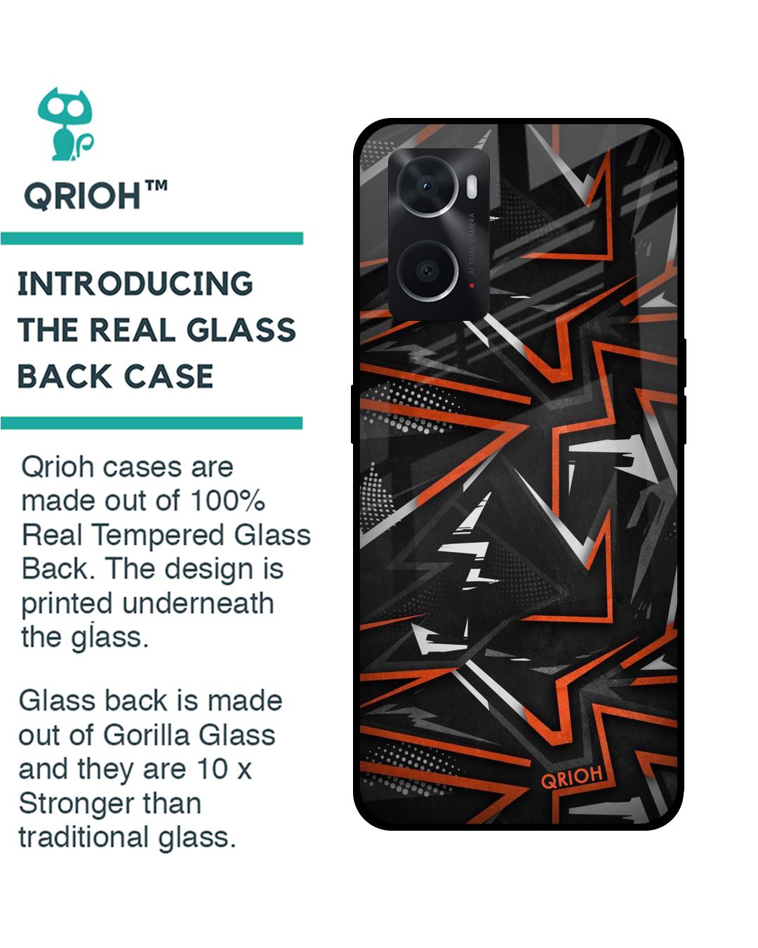 Shop Abstract Printed Premium Glass Cover For Oppo A76 (Impact Resistant, Matte Finish)-Back