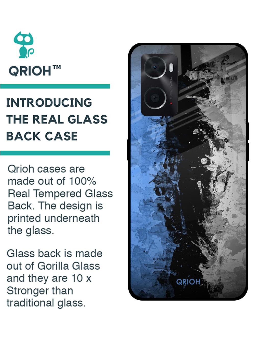 Shop Abstract Printed Premium Glass Cover For Oppo A76 (Impact Resistant, Matte Finish)-Back