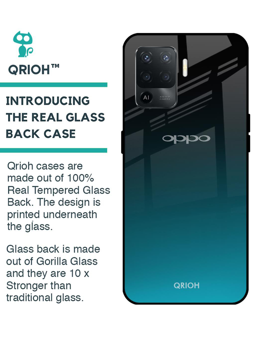 Shop Abstract Printed Premium Glass Cover for Oppo F19 Pro (Shock Proof, Lightweight)-Back