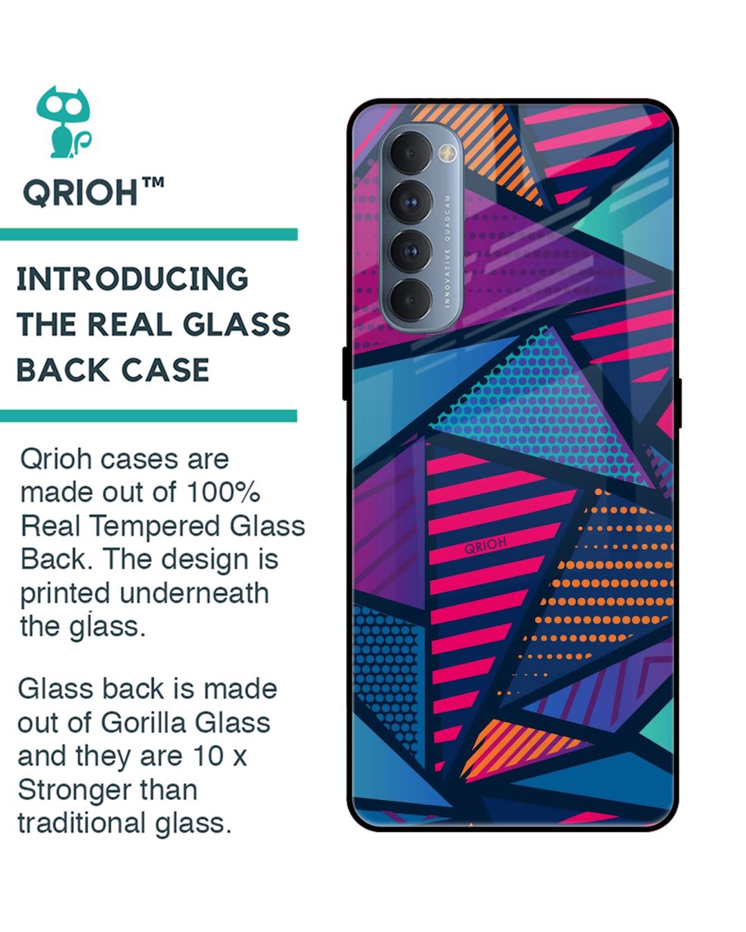 Shop Abstract Printed Premium Glass Cover For Oppo Reno 4 Pro (Impact Resistant, Matte Finish)-Back
