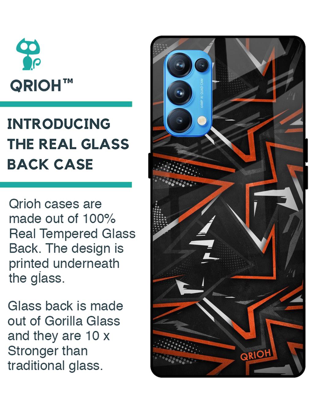 Shop Abstract Printed Premium Glass Cover For Oppo Reno 5 Pro (Impact Resistant, Matte Finish)-Back