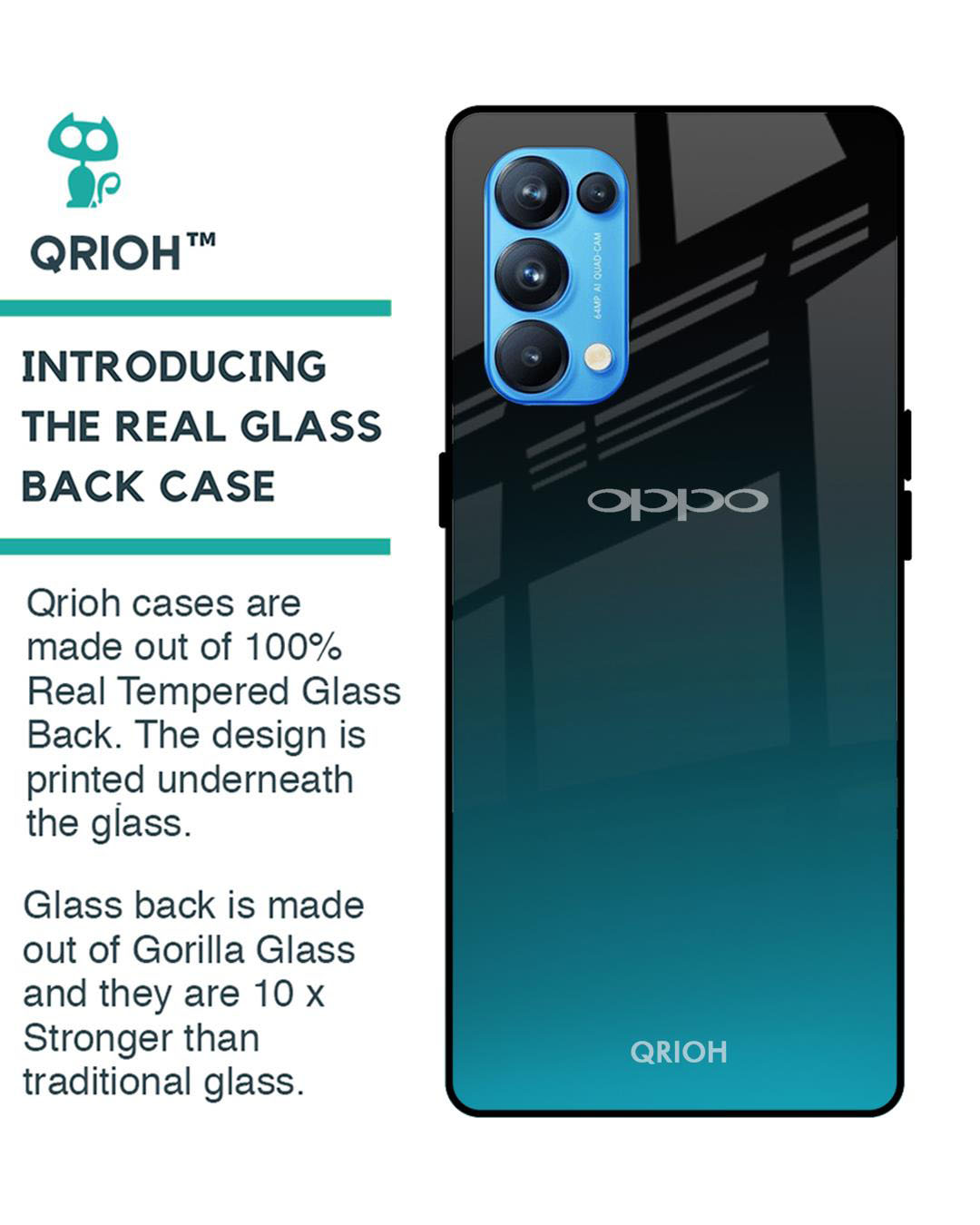 Shop Ultramarine Printed Premium Glass Cover for Oppo Reno 5 Pro (Shock Proof, Lightweight)-Back
