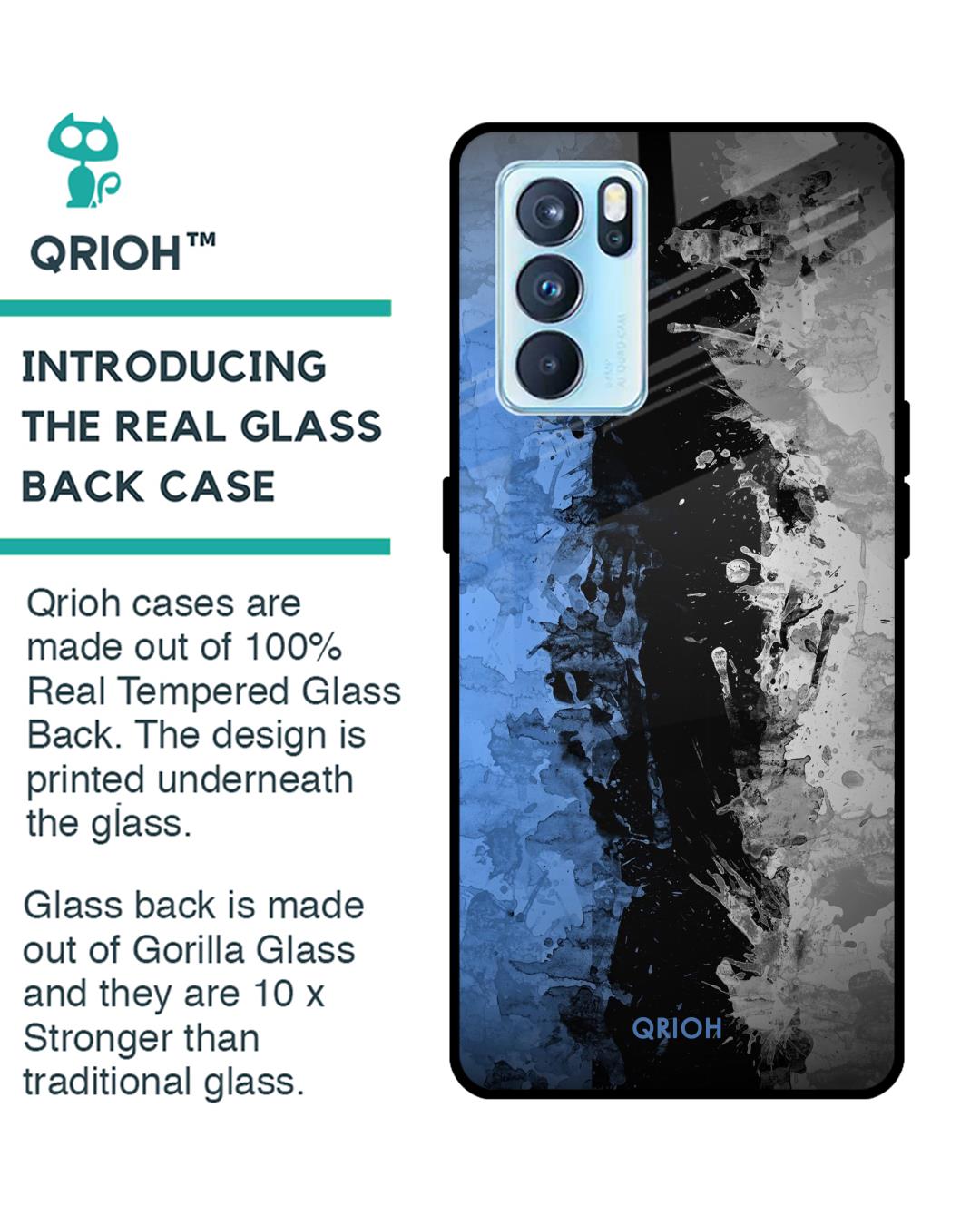 Shop Abstract Printed Premium Glass Cover For Oppo Reno6 5G (Impact Resistant, Matte Finish)-Back