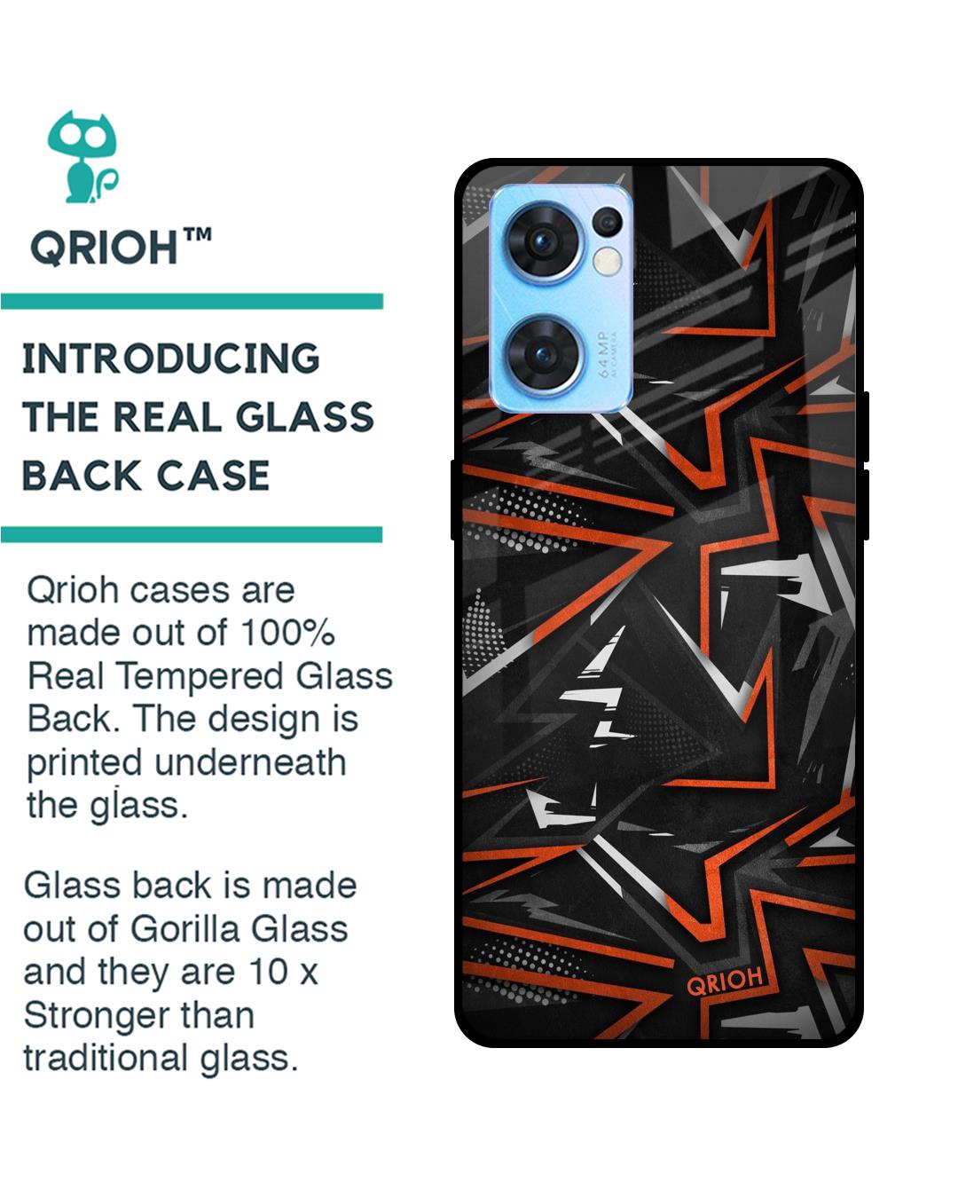Shop Abstract Printed Premium Glass Cover For Oppo Reno7 5G (Impact Resistant, Matte Finish)-Back