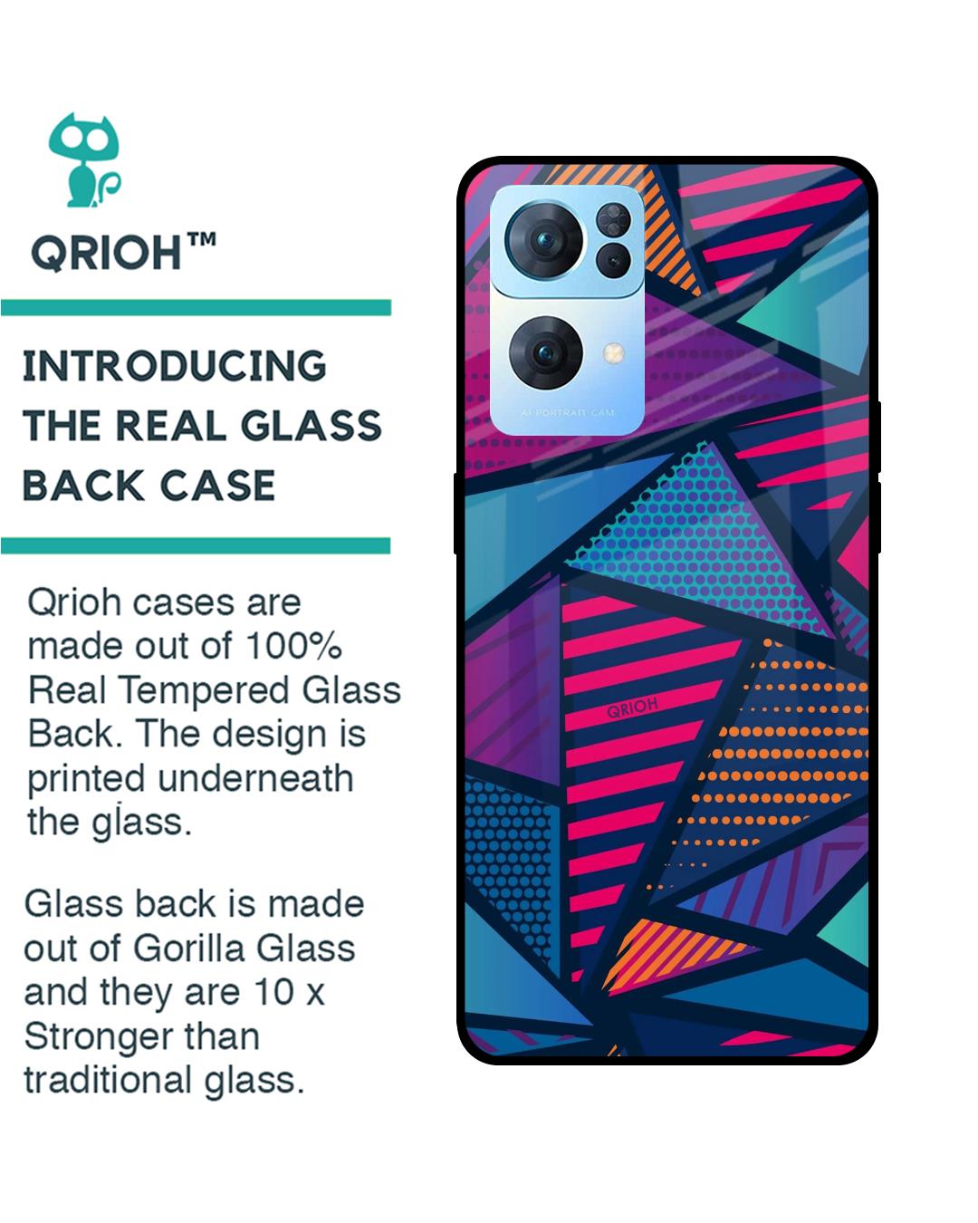 Shop Abstract Printed Premium Glass Cover For Oppo Reno7 Pro 5G (Impact Resistant, Matte Finish)-Back