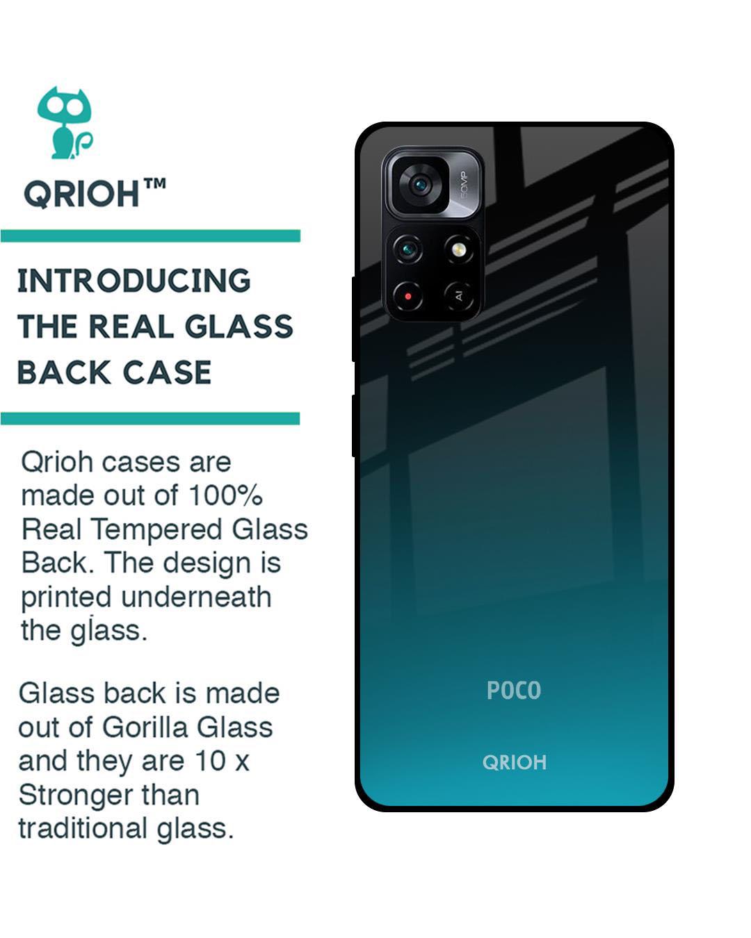 Shop Abstract Printed Premium Glass Cover for Poco M4 Pro 5G (Shock Proof, Lightweight)-Back