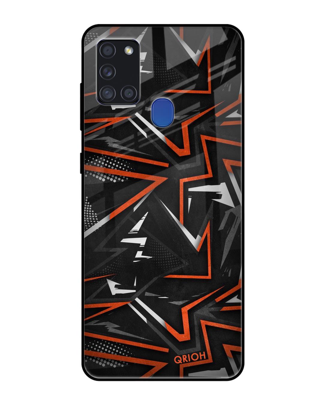 Shop Abstract Printed Premium Glass Cover For Samsung Galaxy A21s(Impact Resistant, Matte Finish)-Back