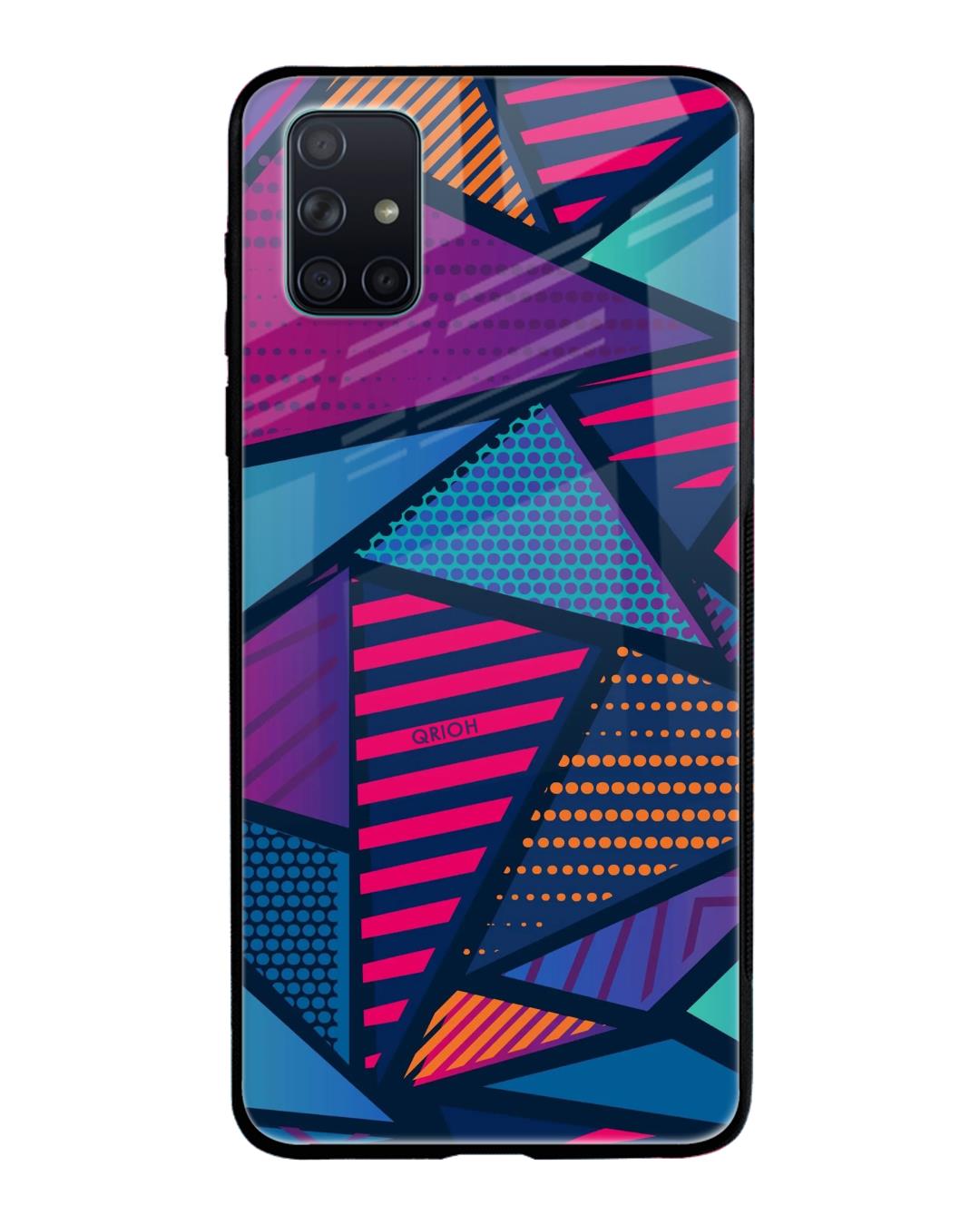Shop Abstract Printed Premium Glass Cover For Samsung Galaxy A51(Impact Resistant, Matte Finish)-Back