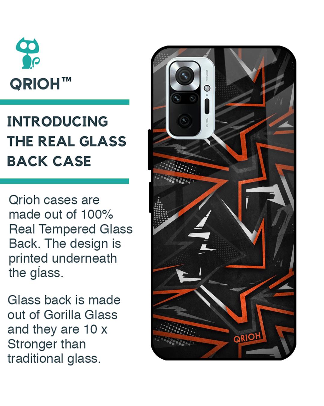 Shop Abstract Printed Premium Glass Cover For Xiaomi Redmi Note 10 Pro (Impact Resistant, Matte Finish)-Back