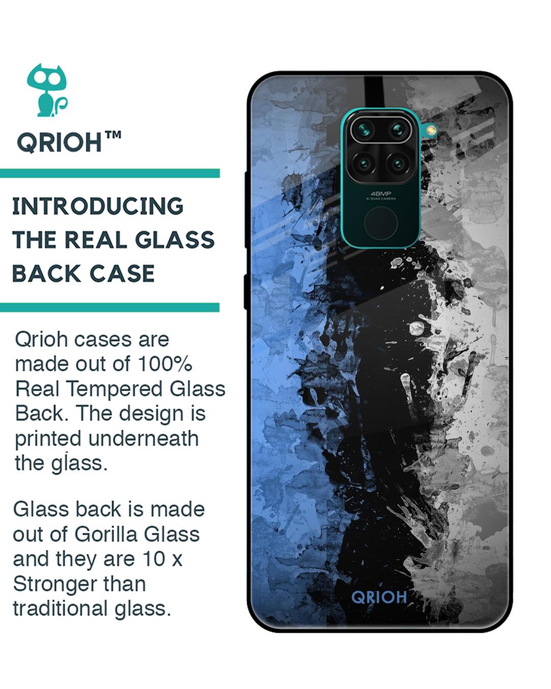 Shop Abstract Printed Premium Glass Cover For Xiaomi Redmi Note 9 (Impact Resistant, Matte Finish)-Back