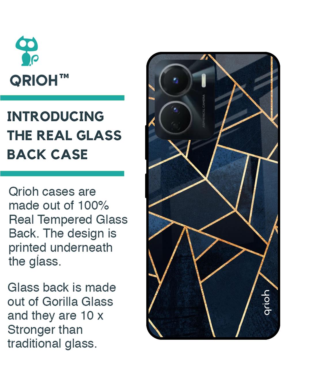Shop Abstract Tiles Printed Premium Glass case for Vivo Y16 (Shock Proof,Scratch Resistant)-Back