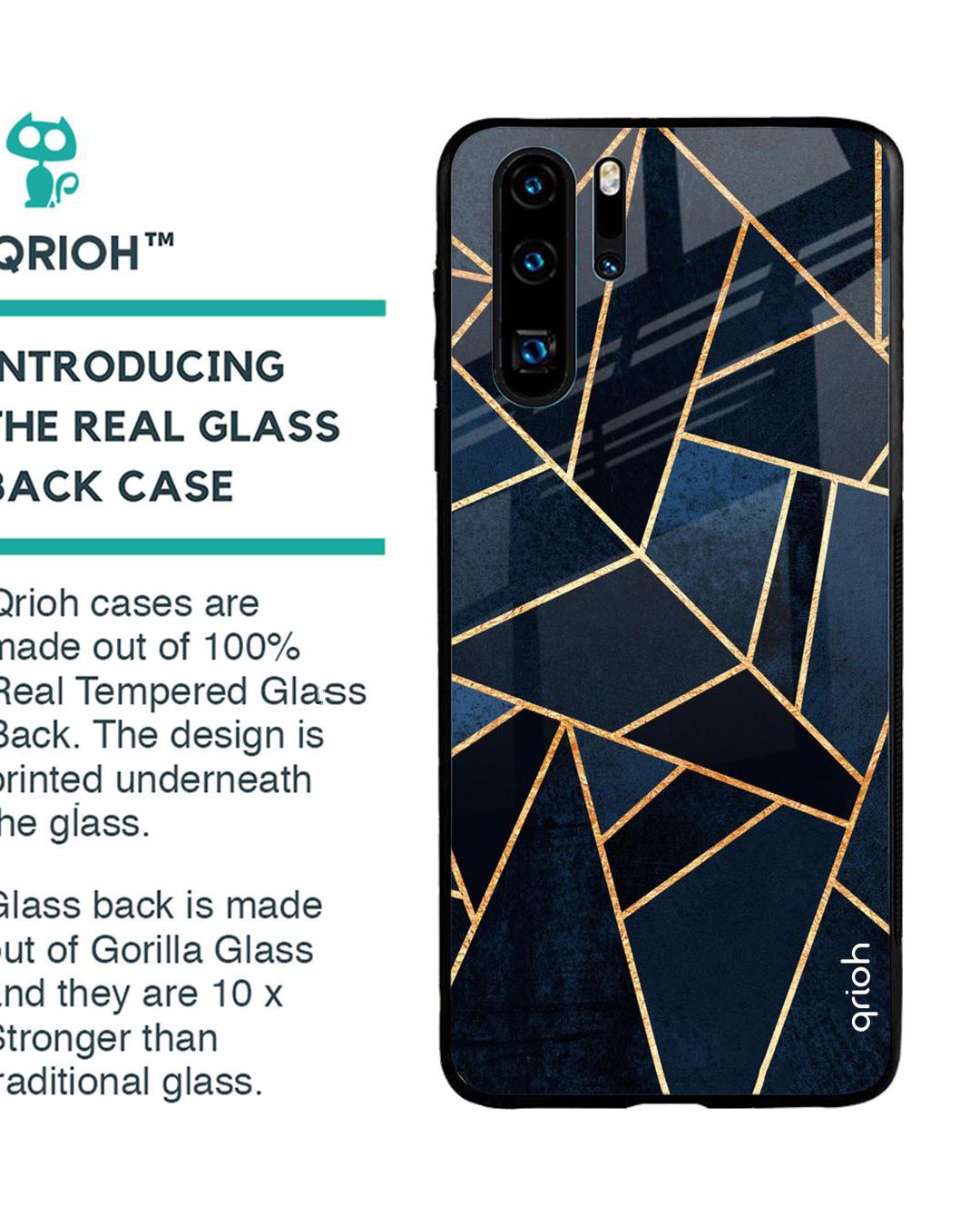 Shop Abstract Tiles Printed Premium Glass Cover for Huawei P30 Pro (Shockproof, Light Weight)-Back