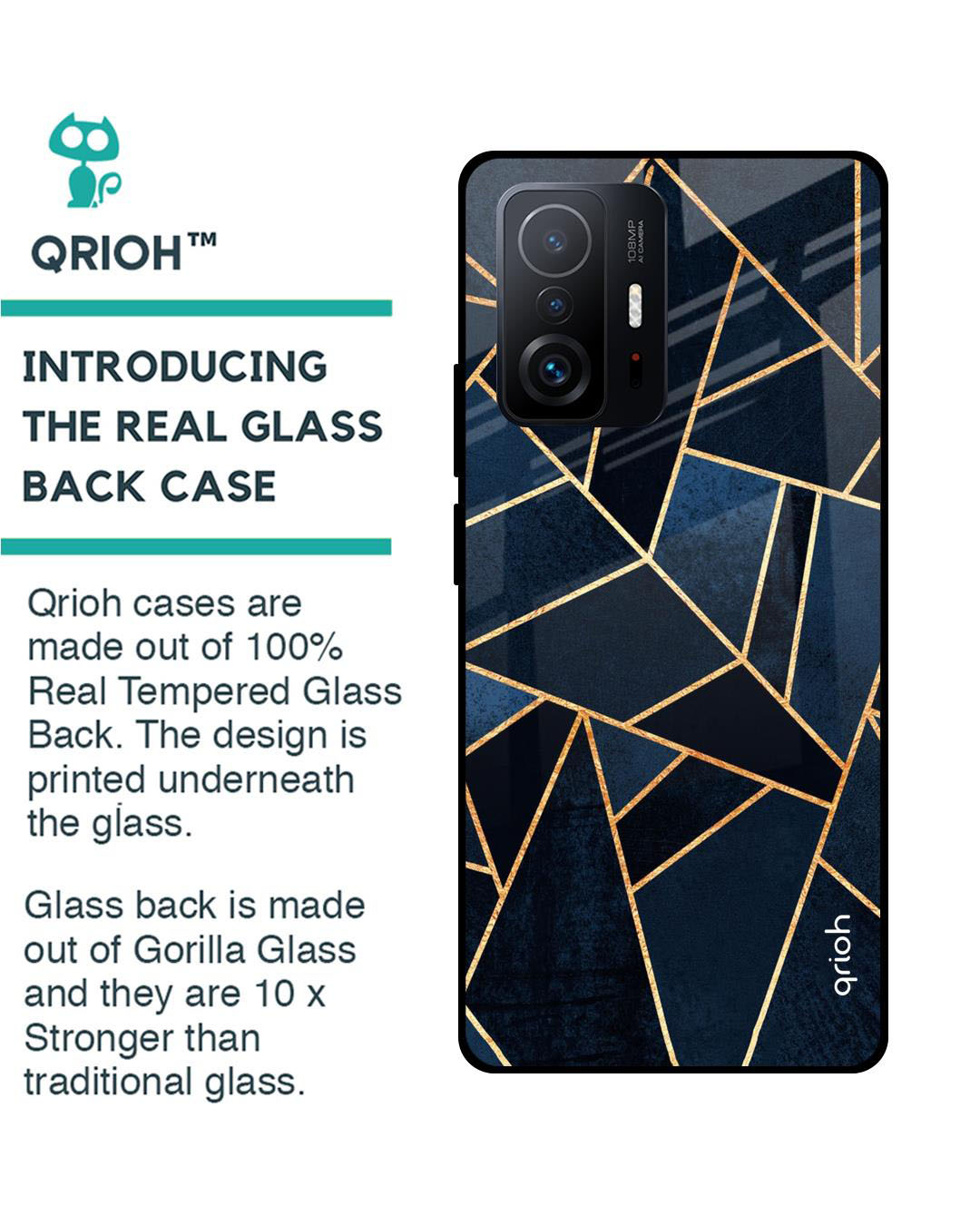 Shop Abstract Tiles Printed Premium Glass Cover for Mi 11T Pro 5G (Shock Proof, Lightweight)-Back