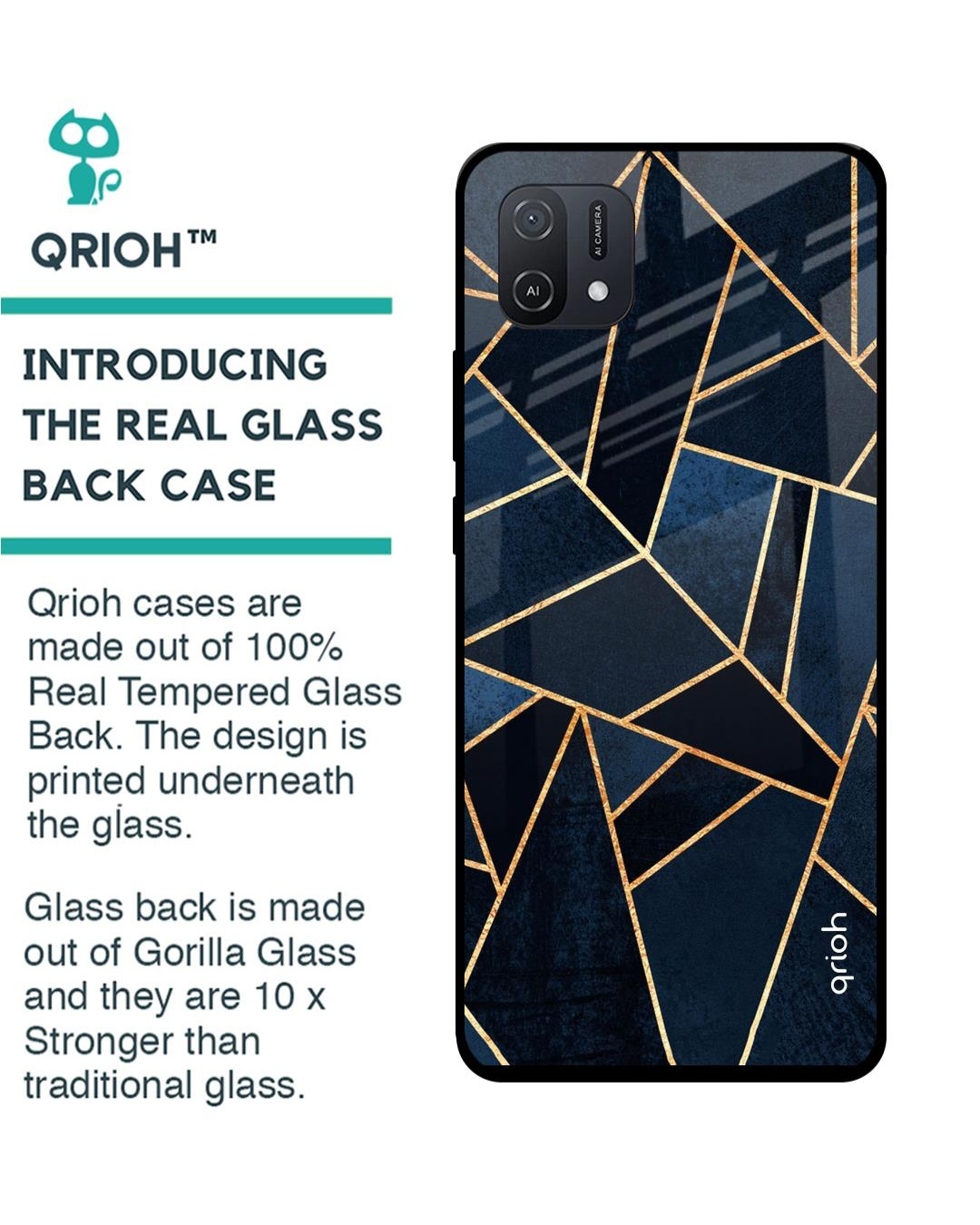 Shop Abstract Tiles Printed Premium Glass Cover for Oppo A16K (Shockproof, Light Weight)-Back