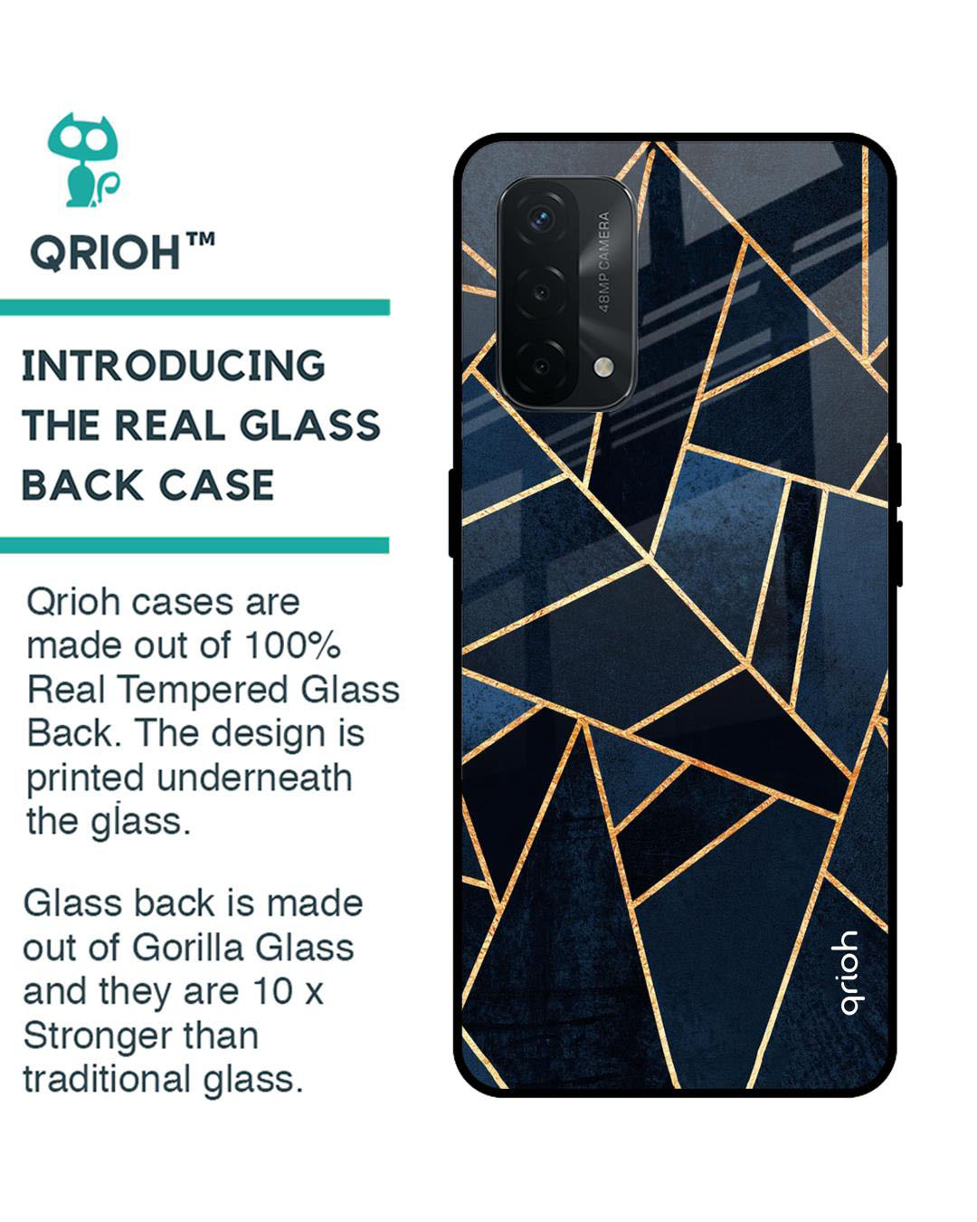 Shop Abstract Tiles Printed Premium Glass Cover for Oppo A74 (Shock Proof, Lightweight)-Back