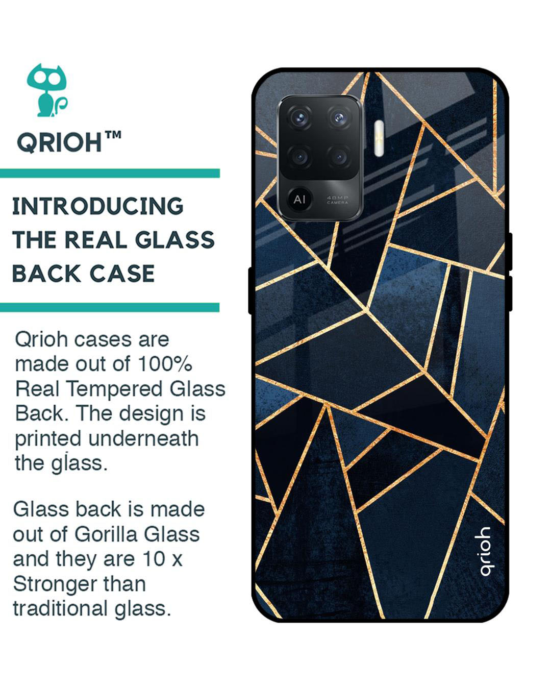 Shop Abstract Tiles Printed Premium Glass Cover for Oppo F19 Pro (Shock Proof, Lightweight)-Back