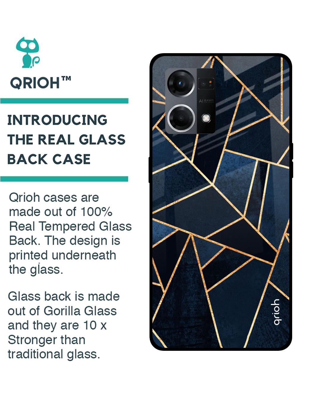 Shop Abstract Tiles Printed Premium Glass Cover for OPPO F21 Pro (Shockproof, Light Weight)-Back