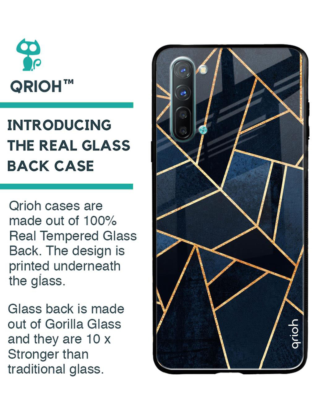 Shop Abstract Tiles Printed Premium Glass Cover for Oppo Reno 3 (Shock Proof, Lightweight)-Back