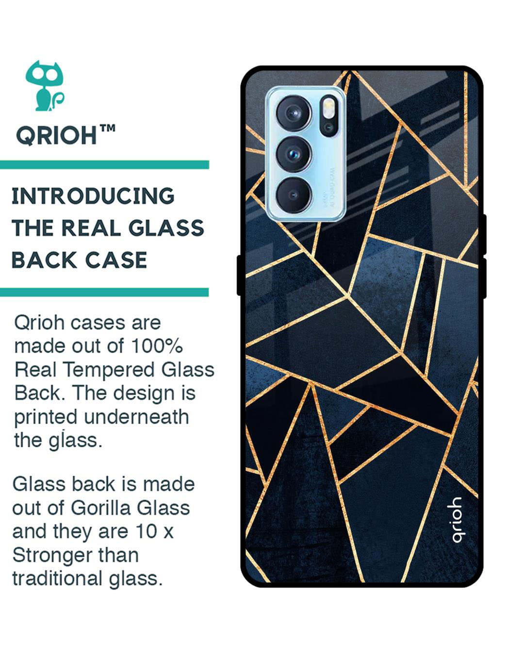Shop Abstract Tiles Printed Premium Glass Cover for Oppo Reno 6 5G (Shock Proof, Lightweight)-Back