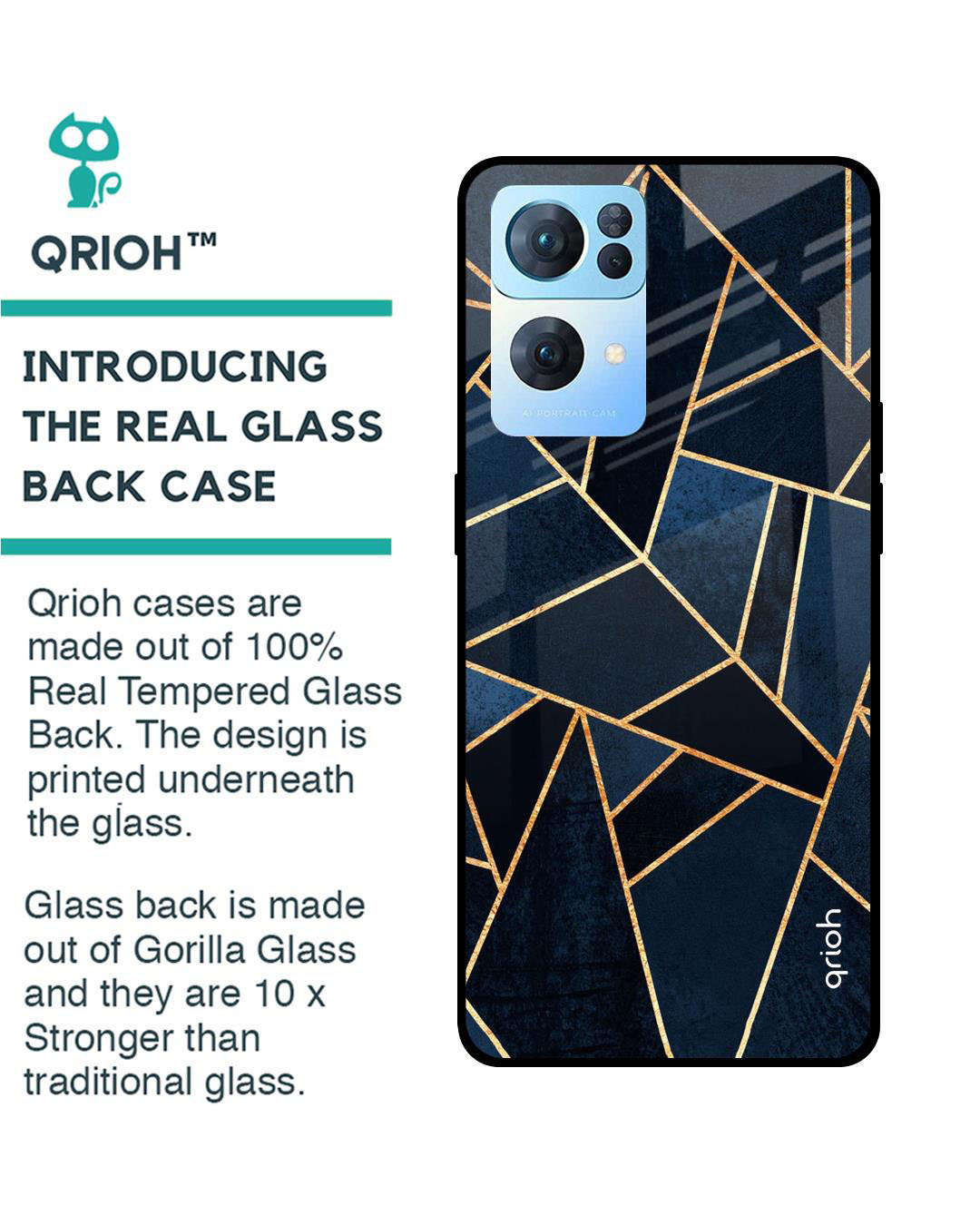 Shop Abstract Tiles Printed Premium Glass Cover for Oppo Reno 7 Pro 5G (Shock Proof, Lightweight)-Back