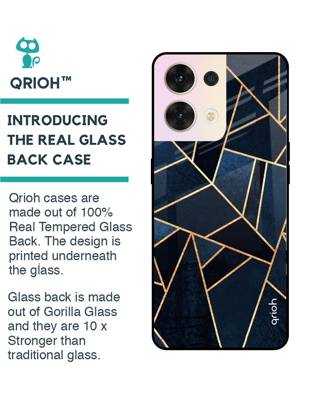 Shop Abstract Tiles Printed Premium Glass Cover for Oppo Reno8 5G (Shockproof, Light Weight)-Back