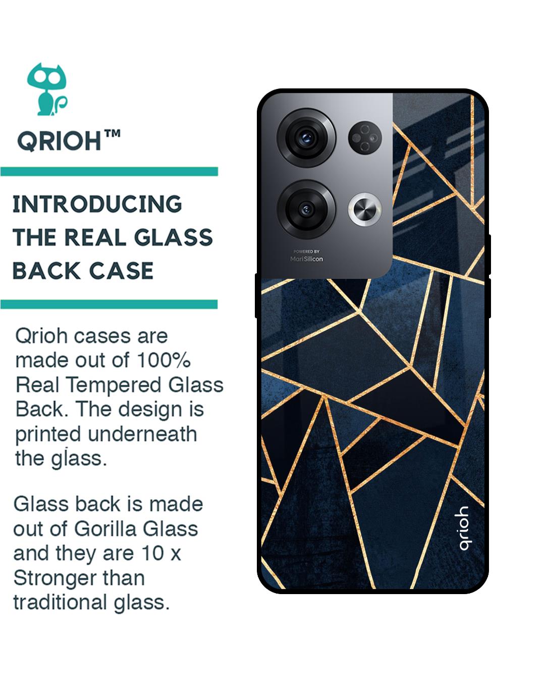 Shop Abstract Tiles Printed Premium Glass Cover for Oppo Reno8 Pro 5G (Shockproof, Light Weight)-Back