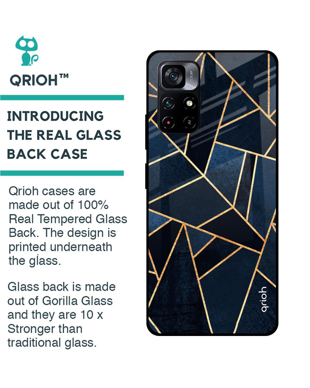Shop Abstract Tiles Printed Premium Glass Cover for Poco M4 Pro 5G (Shock Proof, Lightweight)-Back