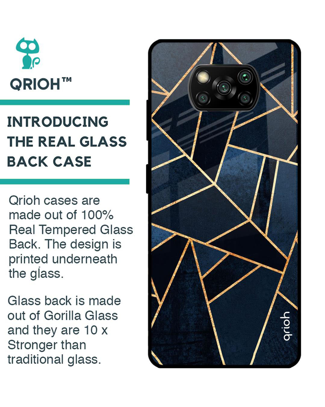 Shop Abstract Tiles Printed Premium Glass Cover for Poco X3 Pro (Shock Proof, Lightweight)-Back