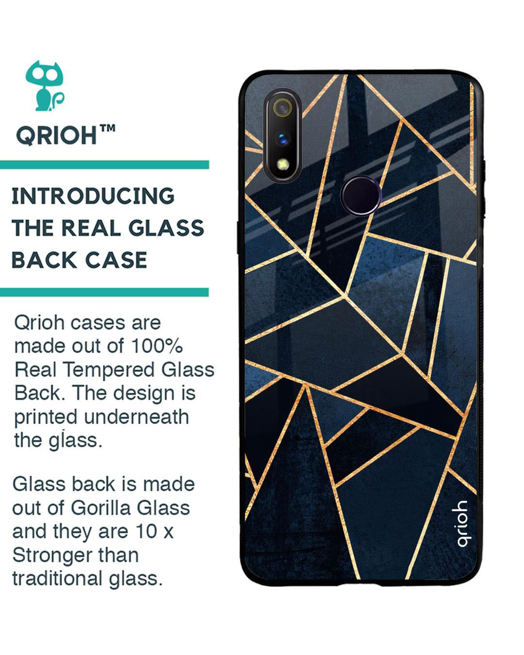 Shop Abstract Tiles Printed Premium Glass Cover for Realme 3 Pro (Shock Proof, Lightweight)-Back