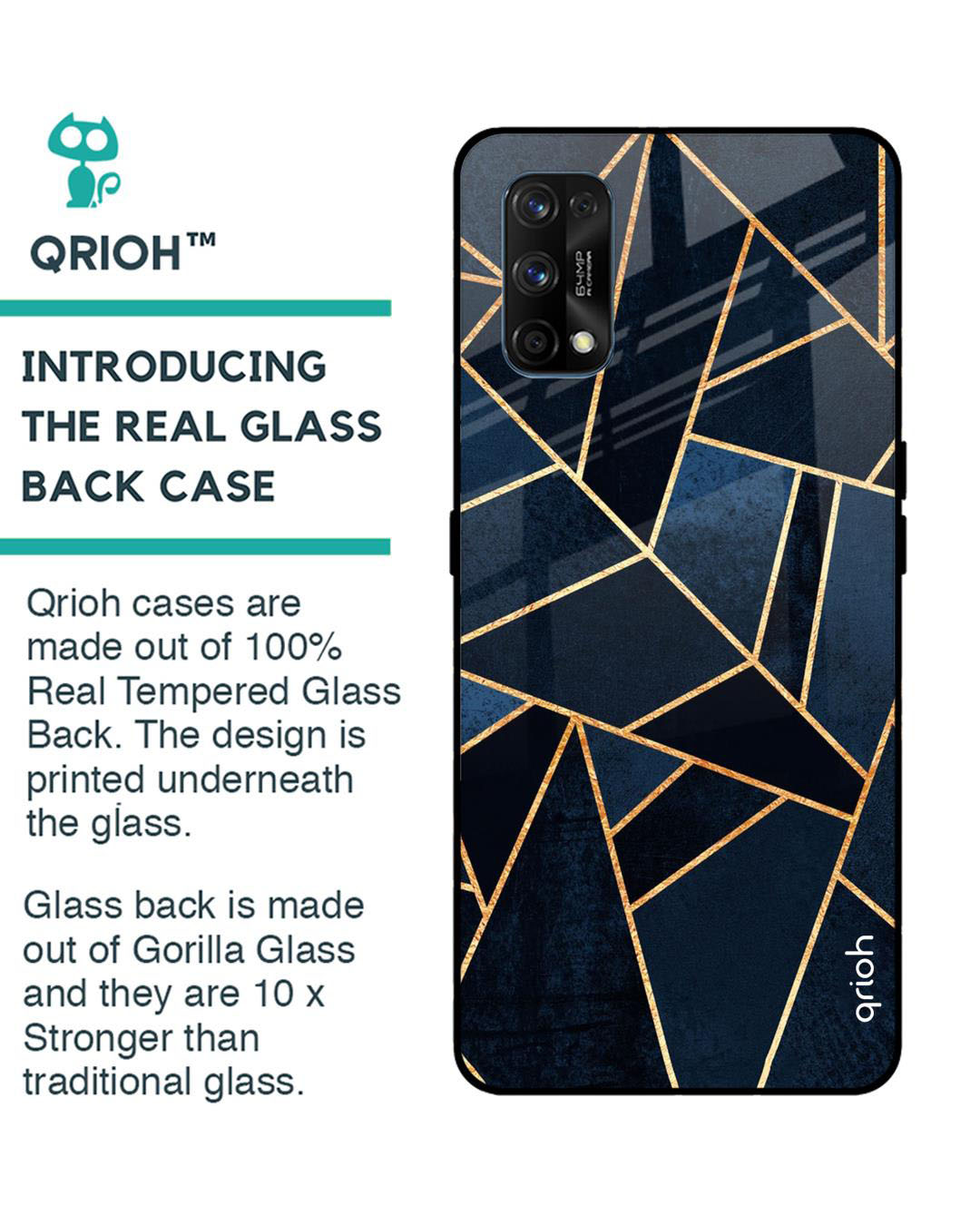 Shop Abstract Tiles Printed Premium Glass Cover for Realme 7 Pro (Shock Proof, Lightweight)-Back