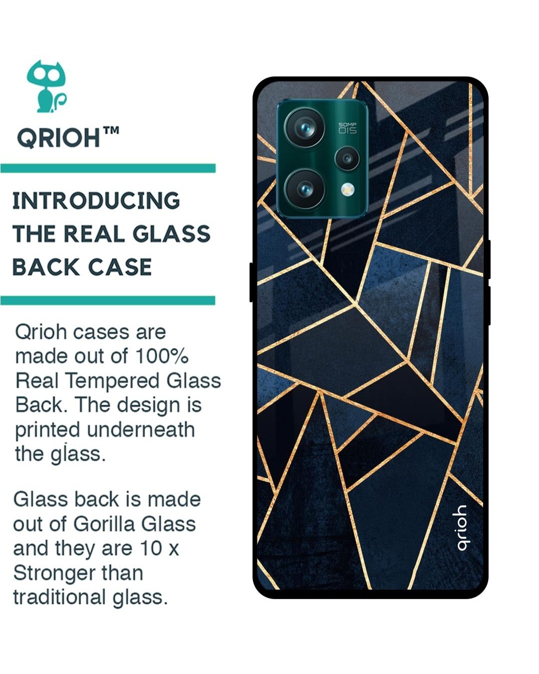 Shop Abstract Tiles Printed Premium Glass Cover For Realme 9 Pro 5G (Shockproof, Light Weight)-Back
