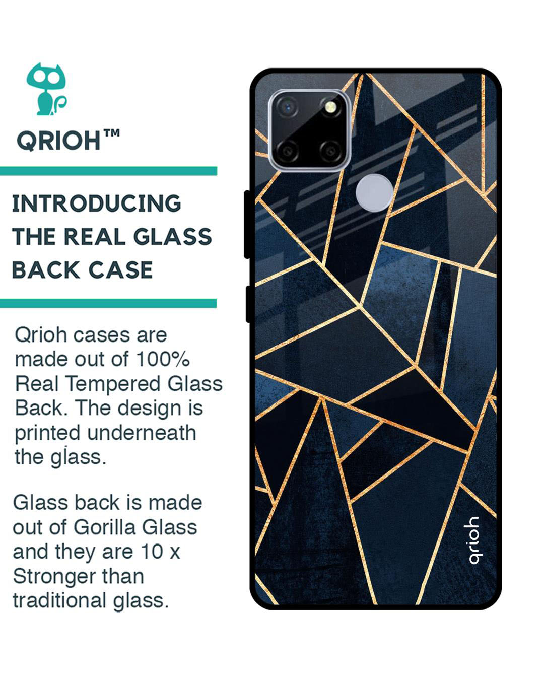Shop Abstract Tiles Printed Premium Glass Cover for Realme C12 (Shock Proof, Lightweight)-Back