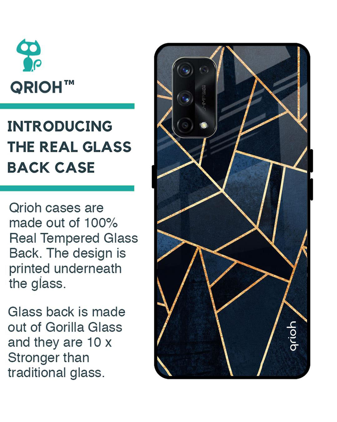 Shop Abstract Tiles Printed Premium Glass Cover for Realme X7 Pro (Shock Proof, Lightweight)-Back