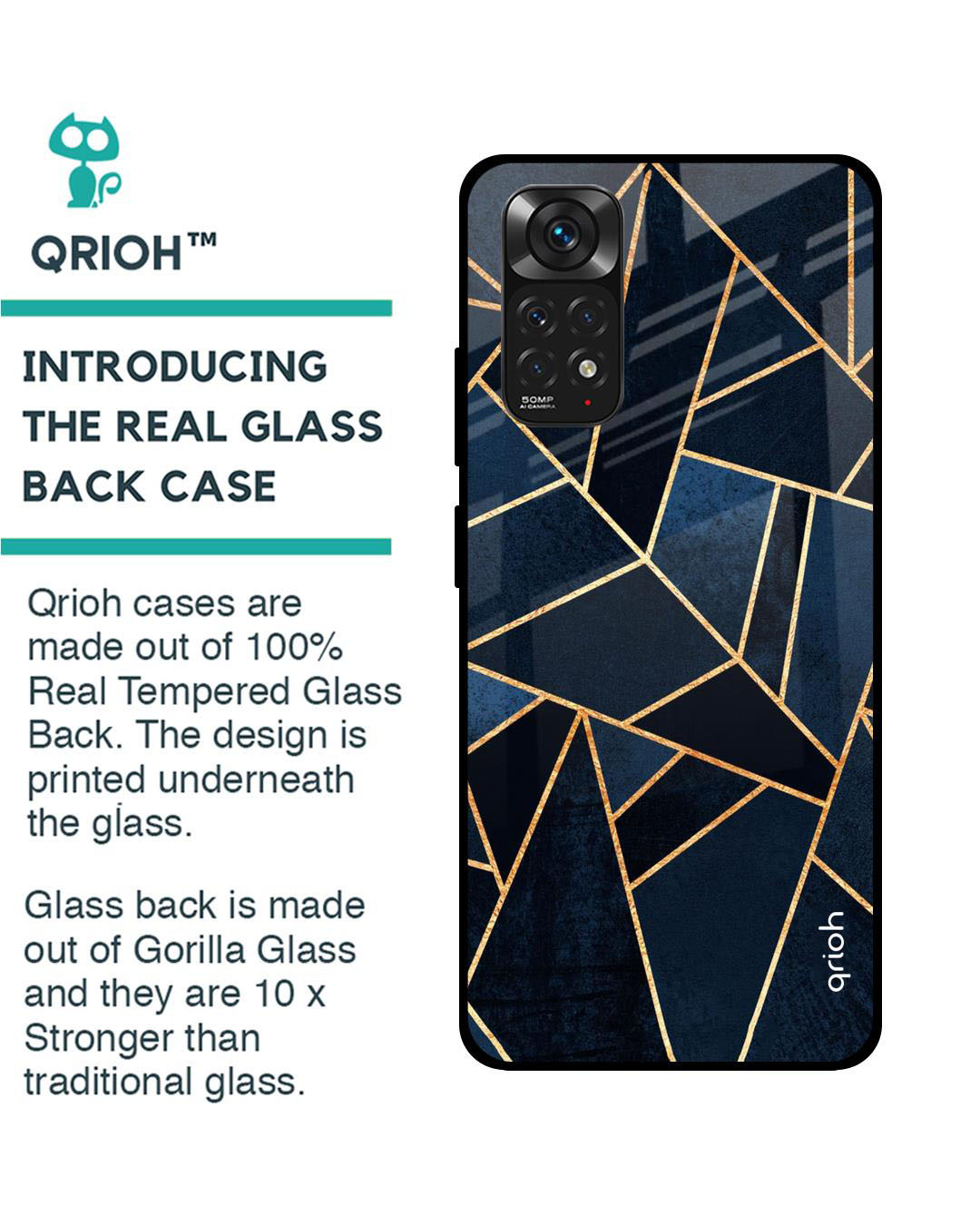 Shop Abstract Tiles Printed Premium Glass Cover for Redmi Note 11 (Shock Proof, Lightweight)-Back