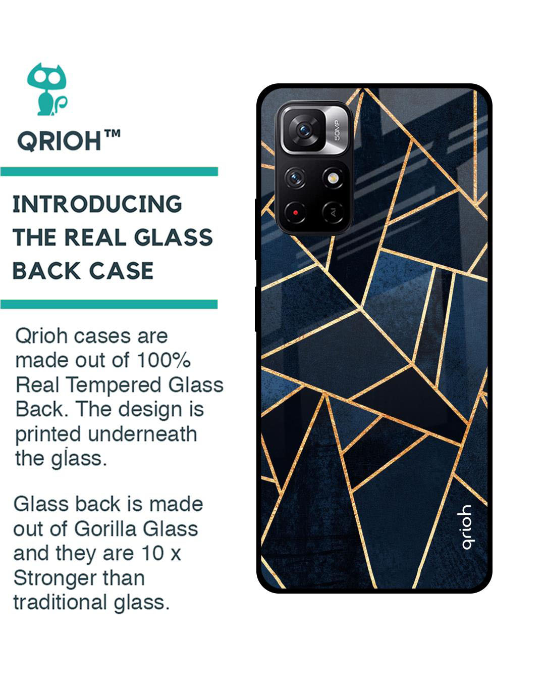 Shop Abstract Tiles Printed Premium Glass Cover for Redmi Note 11T 5G (Shock Proof, Lightweight)-Back