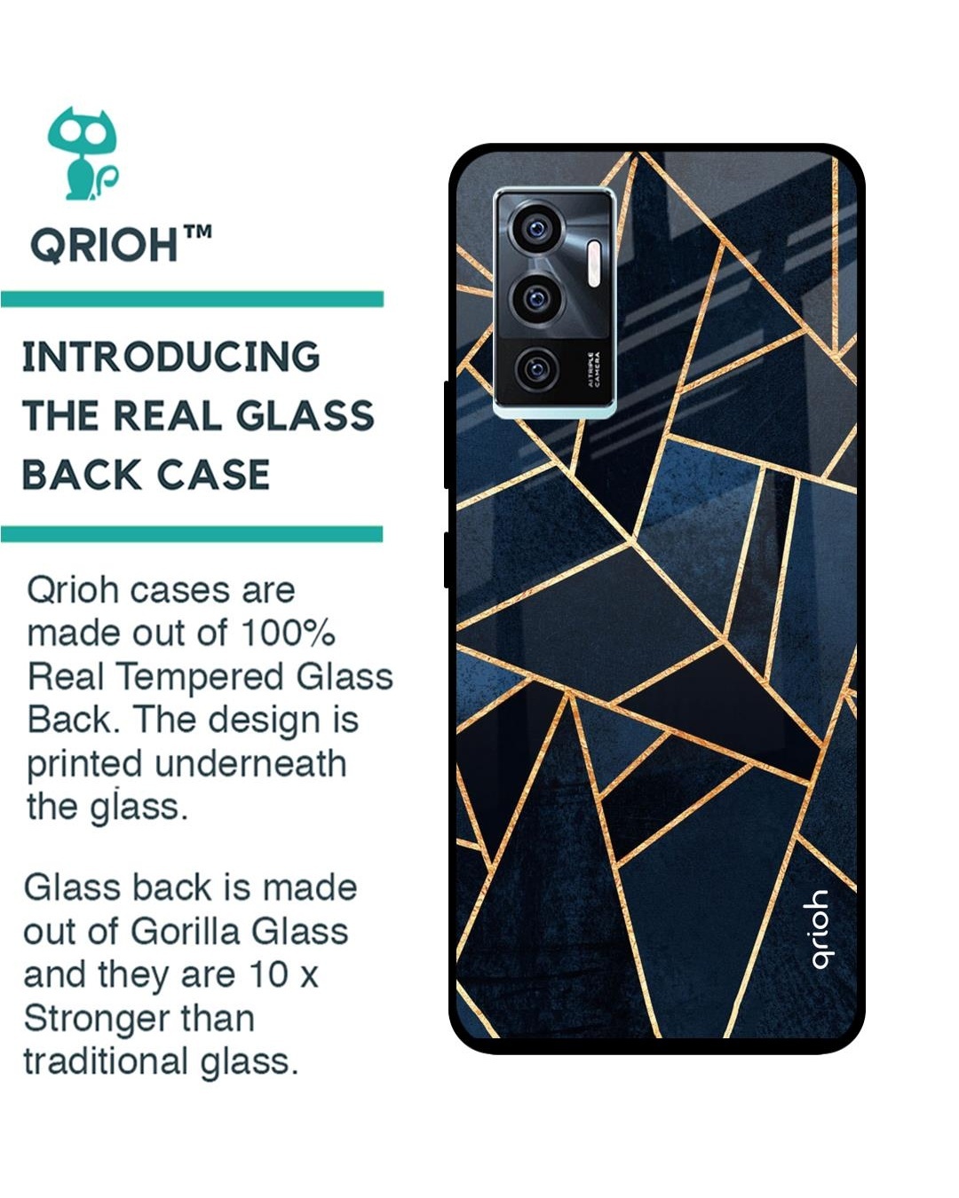 Shop Abstract Tiles Printed Premium Glass Cover for Vivo V23e 5G (Shockproof, Light Weight)-Back