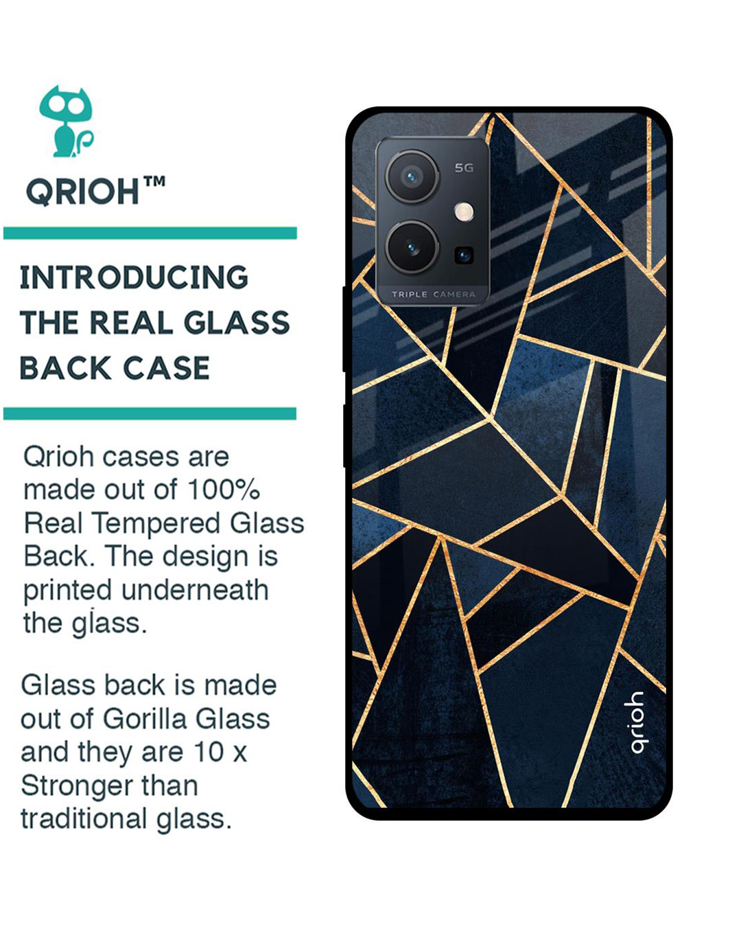 Shop Abstract Tiles Printed Premium Glass Cover for Vivo Y75 5G (Shock Proof, Lightweight)-Back