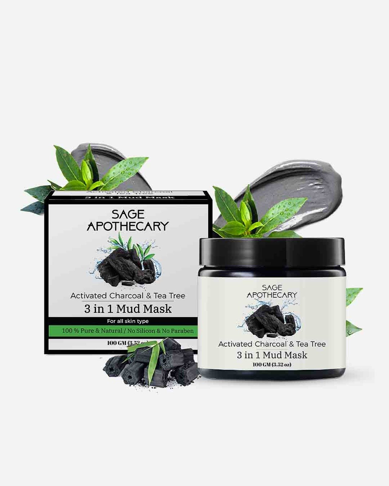 Buy Sage Apothecary Activated Charcoal And Tea Tree 3 In 1 Mud Mask