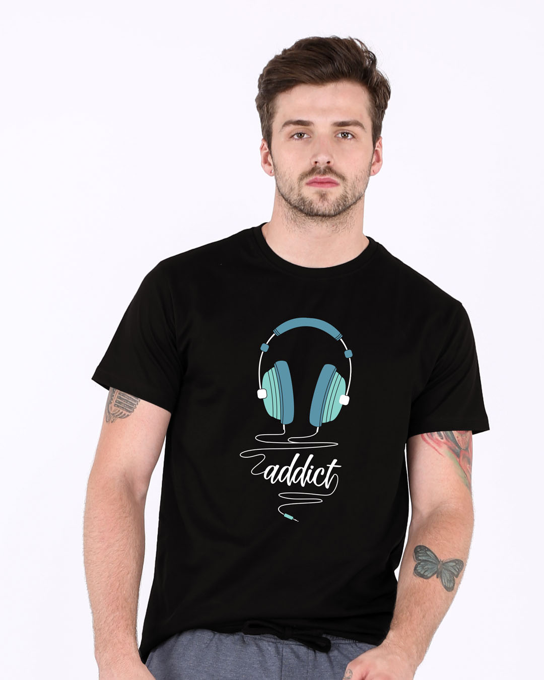 Shop Addict Music Half Sleeve T-Shirt-Back