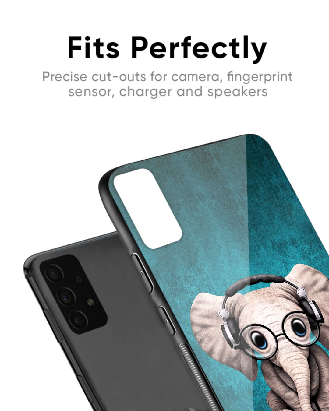 Shop Adorable Baby Elephant Premium Glass Case For Vivo Y100 (Shock Proof, Scratch Resistant)-Back