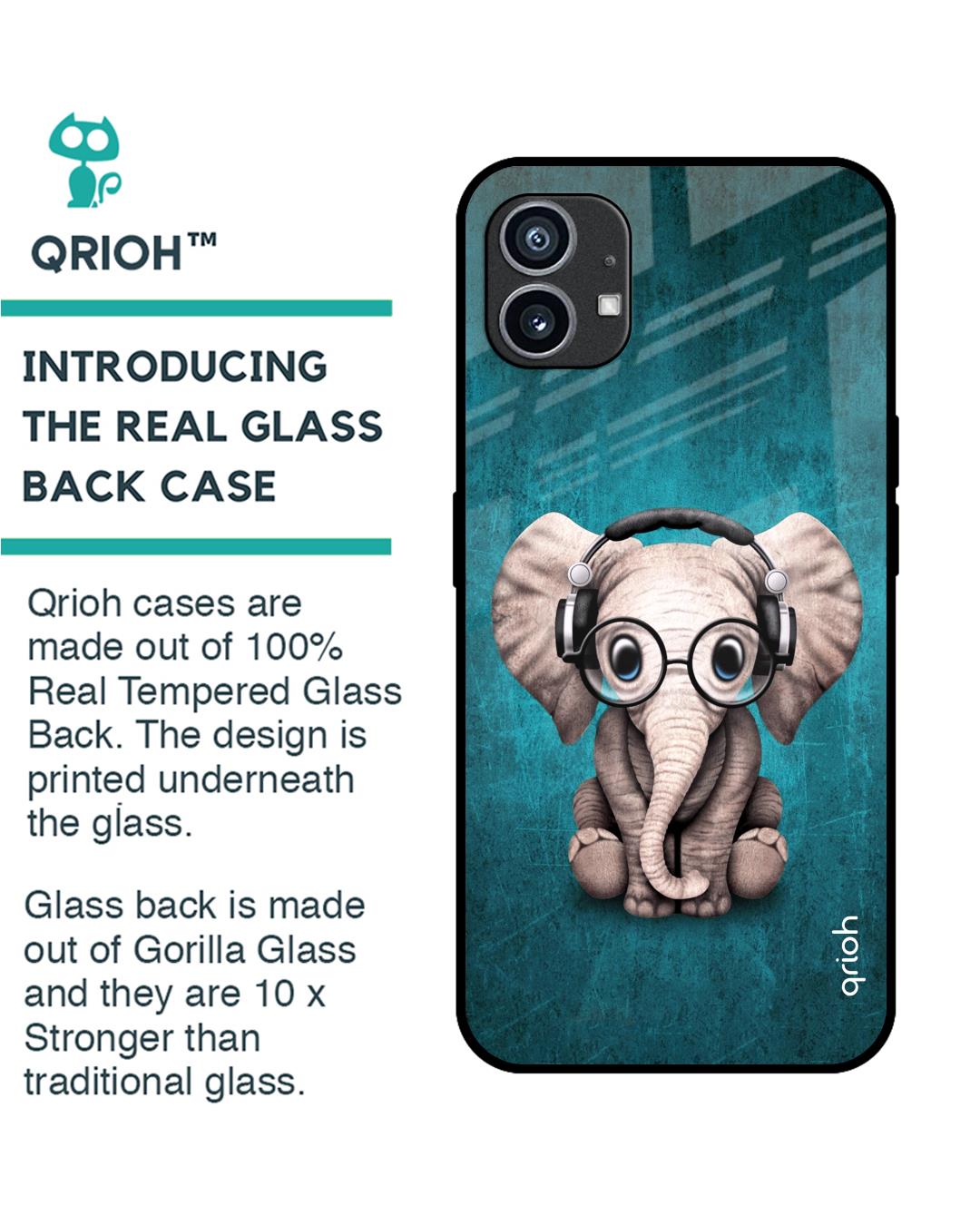 Shop Adorable Baby Elephant Printed Premium Glass Case For Nothing Phone (1)-Back