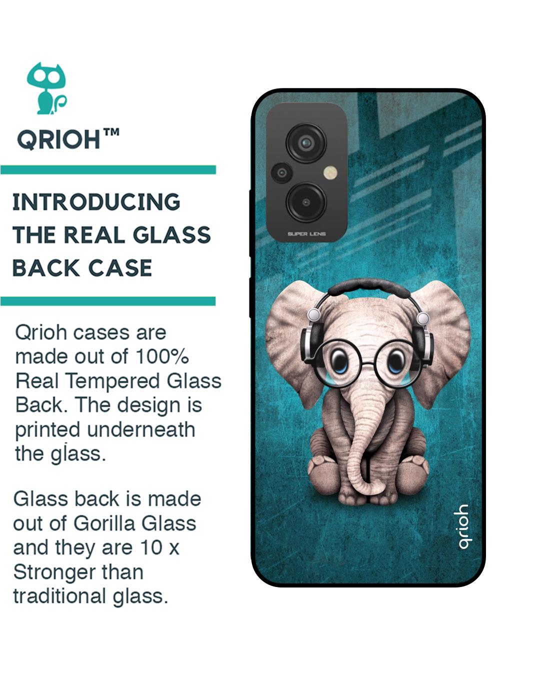 Shop Adorable Baby Elephant Printed Premium Glass Case For Redmi 11 Prime (Shock Proof,Scratch Resistant)-Back