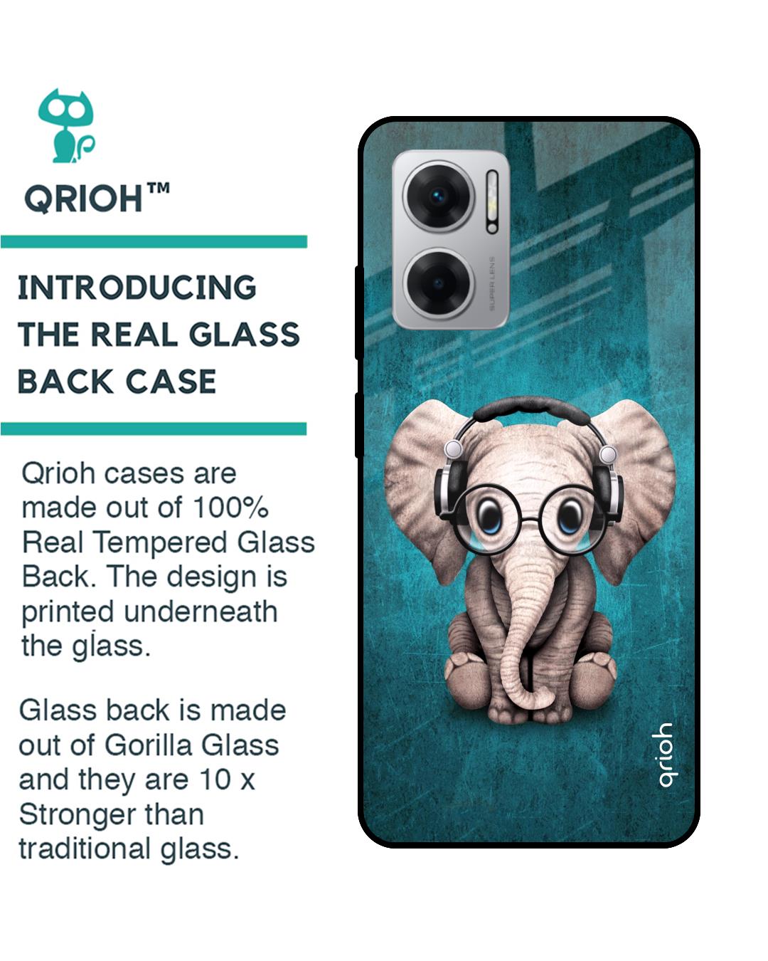 Shop Adorable Baby Elephant Printed Premium Glass Case For Redmi 11 Prime 5G-Back