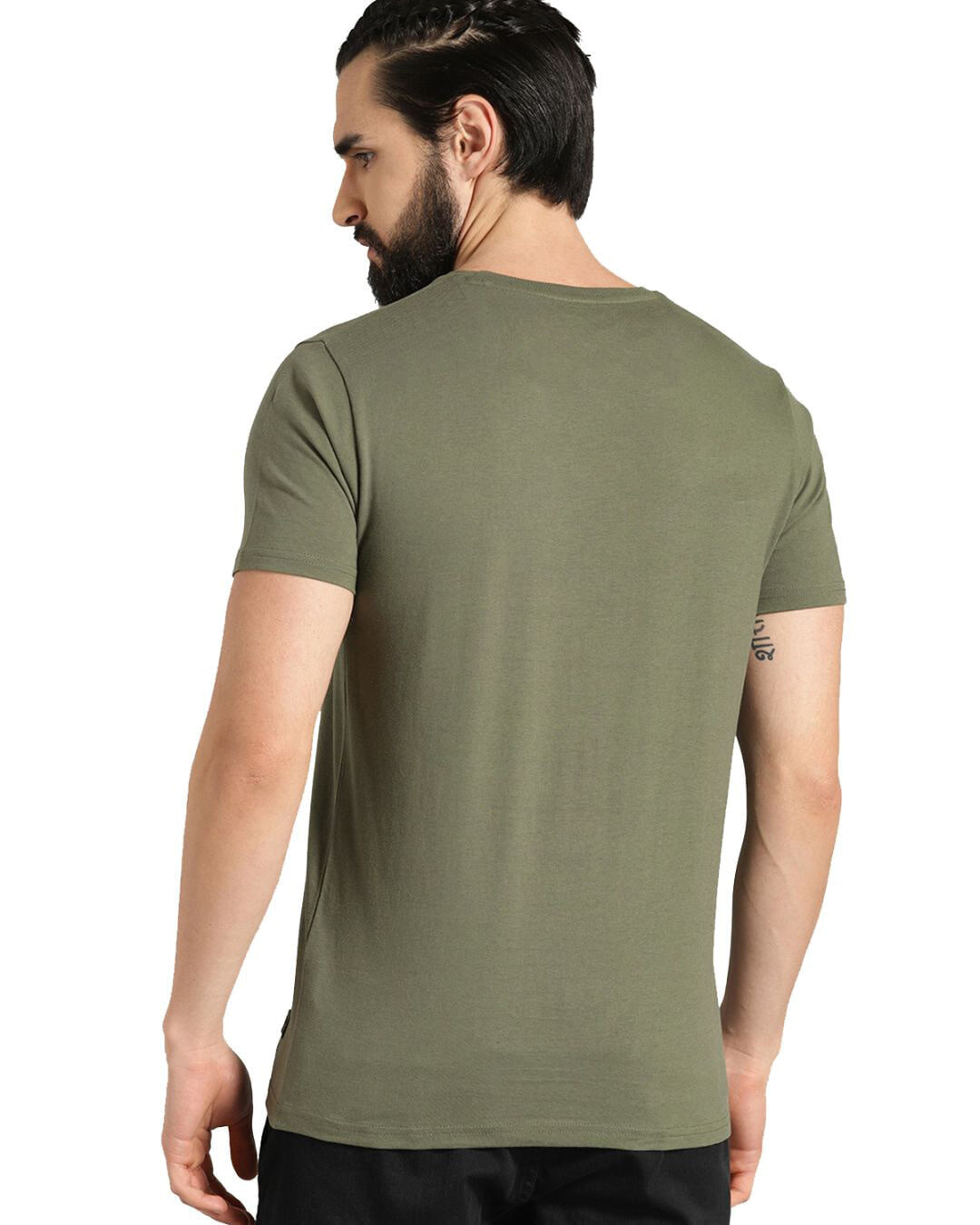 Shop Be Yourself Printed Green T-shirt for Men's-Back