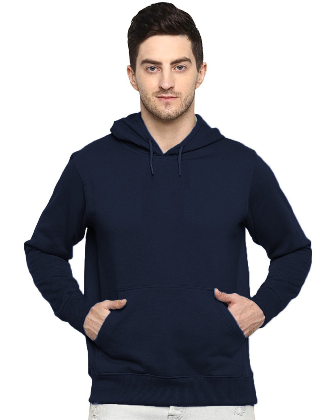 Buy Men's Blue Solid Regular Fit Hoodie Online at Bewakoof