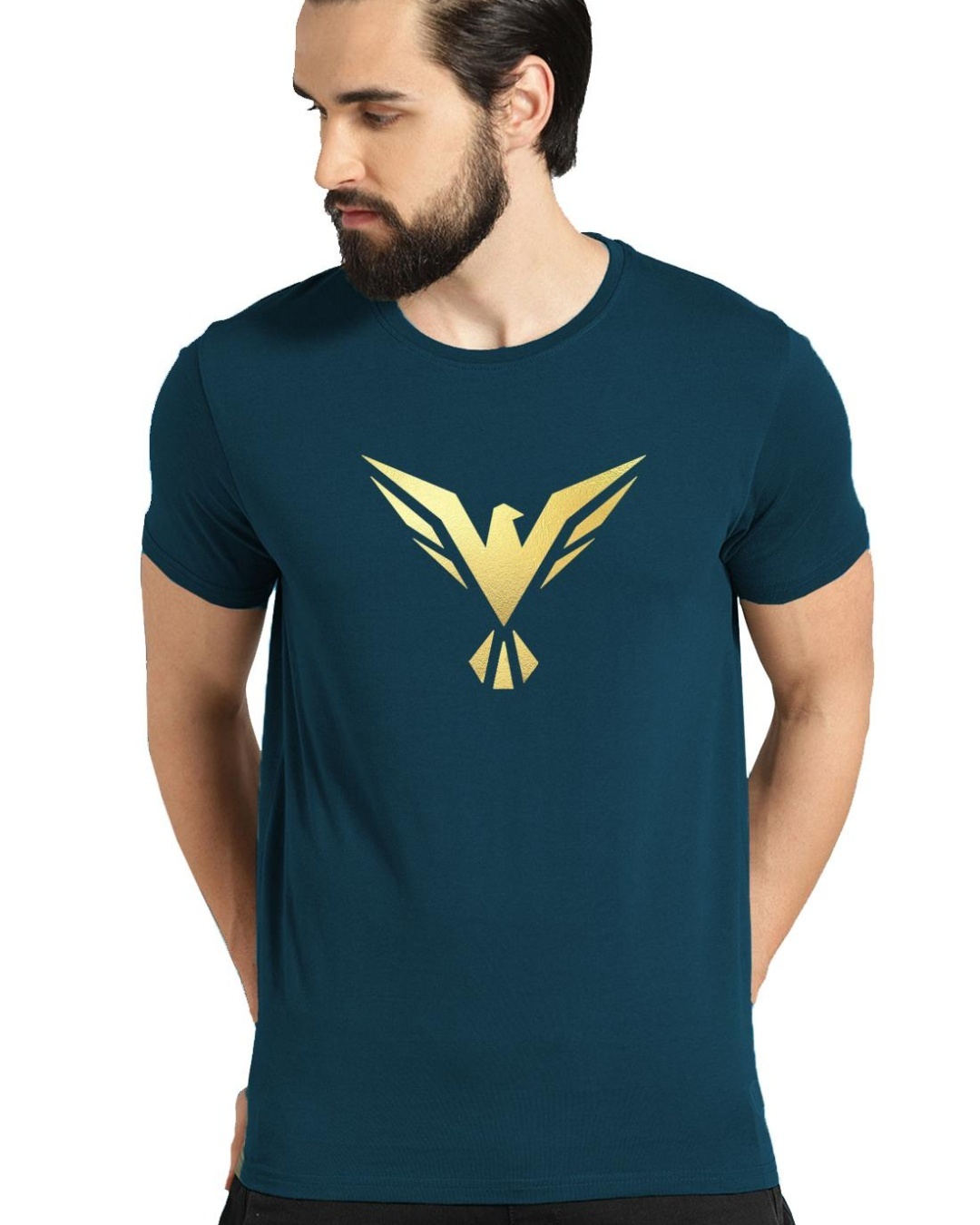 Teal Blue Printed T-Shirt